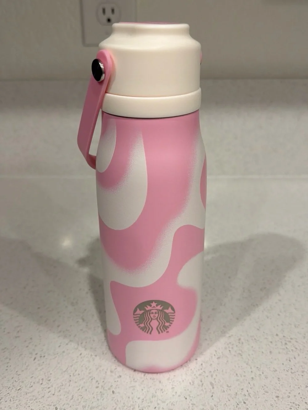 Starbucks Pink and White Swirl Travel Bottle